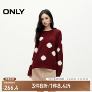 ONLY秋冬甜美百搭休閑波點(diǎn)圓領(lǐng)含羊毛針織衫女|124313032 F15 紅色大麗花 S (160) 80A