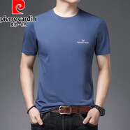 皮爾卡丹（pierre cardin）輕奢高檔冰絲短袖t恤男夏季裝圓領(lǐng)純棉品牌半袖上衣丅男士體恤衫 2117藍(lán)色 XL 175碼 推薦【130-155斤】