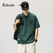 Cebrodz法國 日系polo衫男設計感小眾寬松高級感痞帥上衣 綠色 XL