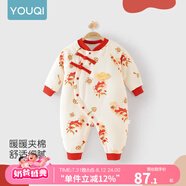 優(yōu)奇嬰兒冬季連體衣寶寶過年拜年衣服新生兒滿月服秋冬新款保暖衣 新款【龍騰納?！坎缓滹?59cm