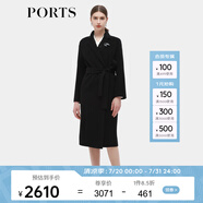 PORTS寶姿秋季新款女裝甜美櫻粉長袖中長毛呢大衣ALD9C003QZW025 黑色（胸針隨機(jī)贈送） XL 10