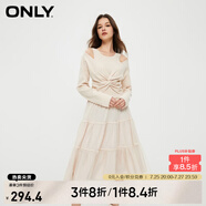 ONLY通勤氣質(zhì)收腰U領(lǐng)歐根紗套裝連衣裙女|124146002 A03 毛藝灰色 M (165) 84A