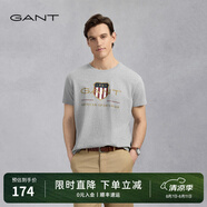 GANT/甘特【100%棉】男女情侶款學(xué)院風(fēng)美式休閑圓領(lǐng)短袖重磅T恤 93煙灰色 L