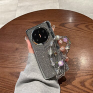 彩系適用于華為matex6手機殼折疊屏x5新款Mate X3典藏版女水晶手鏈電鍍碎鉆v紋鉸鏈殼膜全包防摔保護套 全銀色-小碎鉆V型+鐳射灰雙珠鏈-高清膜 華為 Mate X7