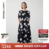 朗姿【Basic衣櫥】小香風(fēng)法式赫本風(fēng)波點(diǎn)裙子女夏新款連衣裙 本白色2 2XL