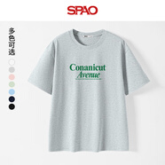 SPAO韓國同款純棉短袖t恤男士夏季新款日常通勤寬松體恤SPDX25SD01LD 灰#SP街道綠 L