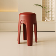 蔓斯菲爾塑料凳子加厚家用餐椅可疊放小椅子圓凳軟包奶油風(fēng)客廳膠凳 【回彈座面/加厚款】紅色2把