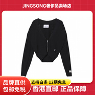 凱文克萊（Calvin Klein）簡(jiǎn)約繡標V領(lǐng)純色拉鏈開(kāi)衫針織衫女款太空黑 BEH-太空黑 XS
