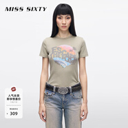 MISS SIXTY【安心品質】2025春季新款短袖T恤女圓領印花時尚百搭 卡其 M