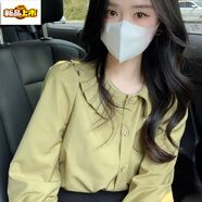 初徑2025新款百褶風(fēng)琴襯衣女新款名媛上衣法式打底衫減齡小衫娃娃領(lǐng)長(cháng) 抹茶色 S