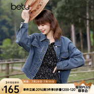 百圖betu女裝春季新款短外套簡約寬松ins潮百搭牛仔外套女2401T45 牛仔色 M