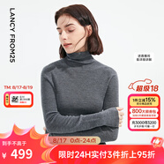 朗姿【秀款 明星同款】純羊毛無(wú)縫針織衫上衣內搭打底衫曠野美拉德女 深灰色 XL