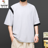 啄木鳥(niǎo)（TUCANO）短袖t恤男夏季薄款潮牌寬松加肥加大碼半袖體恤衣服胖子男裝夏天 FJB620-2822淺灰 單件T恤 4XL 推薦180-200斤