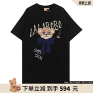 拉拉波波連衣裙女秋季新款卡通印花寬松顯瘦百搭小個子裙子 黑色 S