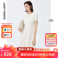 朗姿【三醋酸Basic衣櫥】休閑連衣裙夏季新款裙子高級感明星同款 白色 S 155/76A
