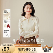 歐莎（OSA）減齡娃娃領(lǐng)套頭針織衫女士初春2025年新款顯瘦外搭上衣 淺杏色 XL