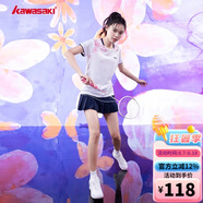 KAWASAKI川崎羽毛球服女羽毛球服套裝女速干專(zhuān)業(yè)運動(dòng)短袖套裝羽毛球裙T恤 【A2948】專(zhuān)業(yè)羽服上衣- 霜白色 XL