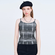 木果果木水洗扎染吊帶背心女寬松辣妹純欲風(fēng)內搭打底衫無(wú)袖上衣 扎染灰 M