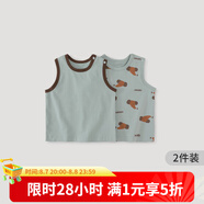 巴厘小豬【2件裝】兒童背心外穿馬甲男童夏季薄款無袖女童吊帶T恤寶寶上衣 面包小象+海鹽藍(lán) 90