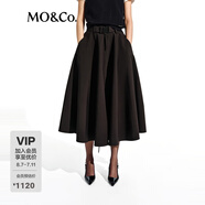 MO&Co.半身裙2025春新品黑色機(jī)能風(fēng)高腰蓬松小黑裙附腰帶MBE1SKT032 黑色 XS