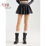 衣家寐原創(chuàng)設(shè)計拼接灰色抽繩短裙半身裙女 灰色 M