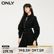 ONLY秋冬氣質(zhì)百搭翻領(lǐng)A字牛仔短裙連衣裙女|123442008 J19 黑牛仔 L (170) 88A