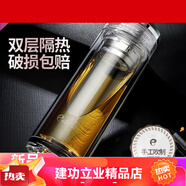 壹滴水（edish）玻璃杯雙層帶蓋便攜茶杯男女士節日禮物高顏值水 直杯-加長(cháng)款  400ml
