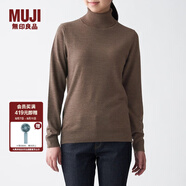 無印良品 MUJI 女式  天竺 高領(lǐng)毛衣 女款黑色長袖針織衫秋冬毛衫BAG05A0A 深咖啡色 M