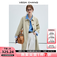 VEGA CHANG風(fēng)衣女款2025新款春秋英倫風(fēng)中長(cháng)款寬松外套 卡其色 M
