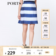 PORTS寶姿 春夏新品女裝條紋拼色風(fēng)琴褶半身短裙SA8S016GFO003 藍白條 S (4)
