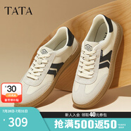 他她（TATA）休閑復(fù)古德訓(xùn)鞋男鞋百搭板鞋小白鞋2024秋季新款OCQ01CM4 米/杏/黑 43