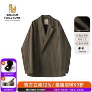 William fox&sons新復(fù)古回潮仿麂皮絨小西服男輕商務(wù)復(fù)古寬松易打理便西休閑西裝男 咖色(雙排扣） L /50