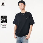 HIPANDA短袖t恤男潮牌夏季多巴胺色系純棉休閑上衣ins潮流男黑色3XL