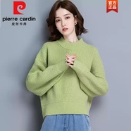皮爾卡丹（pierre cardin）高端秋冬服裝2025新毛衣針織底襯衫與女子蝙蝠袖短套頭衫紅色毛衣 綠色版 2XL 建議130-140斤
