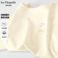 La Chapelle Sport拉夏貝爾純棉短袖t恤女夏季休閑百搭時(shí)尚潮流ins印花圓領(lǐng)打底衫女 奶白色(甜品熊胸標(biāo)) M /160(推薦100-115斤)