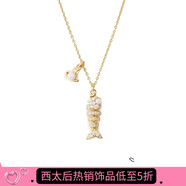 VVIENNE WESTLOCK西太后項(xiàng)鏈魚骨形土星吊墜 貓眼色石生日520送女朋友禮物送女友 金色
