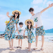 A 21 FUNB親子裝海邊沙灘裙夏裝一家三口四口母女夏款連衣長裙洋氣度假套裝 T206裙裝/短褲套裝 170 女寶90碼(80-90cm)