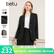 百圖betu女裝春季新款西裝氣質(zhì)小西服外套學(xué)院風(fēng)通勤西服2401T37 黑色 XS