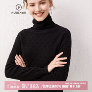 帕什【清cang】羊絨衫女100%山羊絨堆堆領12針提花針織毛衣 PS-21-09 經典黑 L