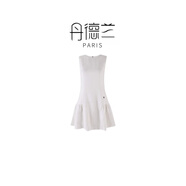丹德蘭簡(jiǎn)約純色無袖背心連衣裙女2025新款顯瘦蓬蓬裙氣質(zhì)百搭-2680 白色 S （85-105）