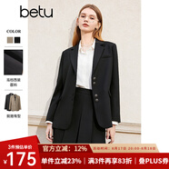 百圖betu女裝春季新款西裝氣質(zhì)小西服外套學院風通勤西服2401T37 黑色 M
