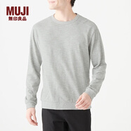 無(wú)印良品 MUJI 男式 印度棉粗細(xì)不均棉線 長(zhǎng)袖T恤 M9AB202 灰色X橫條 XXL