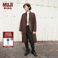 無印良品（MUJI）女式 可水洗絎縫大衣外套女款棉服冬菱格棉衣中長款女裝 BD0YVA4A 深棕色 L (165/88A)