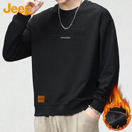 JEEP吉普圓領(lǐng)衛衣男士寬松套頭上衣服2025秋季新款休閑長(cháng)袖t恤男 2310黑色 加絨款 M