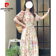皮爾卡丹（PIERRE CARDIN）韓版棉綢連衣裙法式泡泡袖田園風(fēng)甜美中長(zhǎng)款大碼裙子顯瘦遮肉 盛夏微光 明媚氛圍感 M L 85-125斤120c裙長(zhǎng)