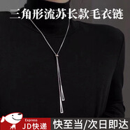 東之天地 時尚三角形長款流蘇項鏈百搭毛衣鏈鏈掛件輕奢高級感飾品配飾 銀色三角流蘇項鏈【1條裝】