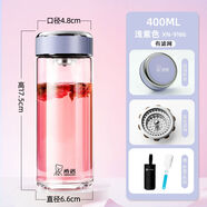 希諾（HEENOOR）希諾玻璃杯女高顏值單層水杯女生茶杯辦公仙女杯便攜家用喝水杯子 400ML紫色帶濾網(wǎng)送杯套杯刷