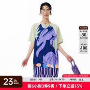 幻走（MOVEUP）2025夏季新款.FUN系列插肩袖印花撞布拼接梭織連衣裙 淺豆綠 M