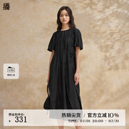 播流光氣質(zhì)連衣裙女2024夏季新款收腰優(yōu)雅法式茶歇裙DDR2LD5781 K40玄黑 L
