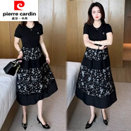 皮爾卡丹（pierre cardin）時(shí)尚氣質(zhì)連衣裙女2025夏季新款洋氣顯瘦拼接網(wǎng)紗寬松百搭中長(cháng)裙潮 黑白色 XL 【80-105】